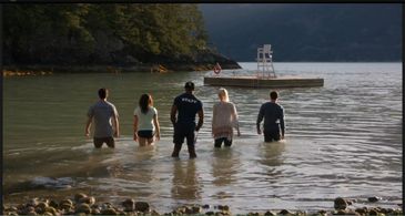 Elizabeth Mitchell, Zachary Gordon, Eli Goree, and Amber Viera in Dead of Summer (2016)