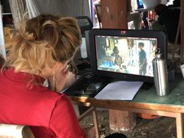 Director Mel Poole on set of Dry