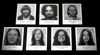 Steve Grogan, Charles Manson, Leslie Van Houten, Patricia Krenwinkel, Charles 'Tex' Watson, Susan Atkins, and Linda Kasa