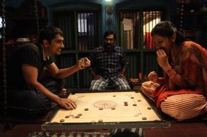 Siddharth, Lakshmi Menon, and Karunakaran in Jigarthanda (2014)