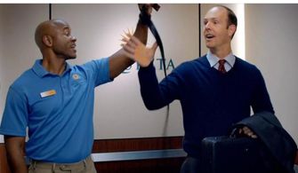 On the set of La Quinta Inn and Suites commercial production.