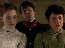 Olivia Hallinan, Mark Heap, and Julia Sawalha in Lark Rise to Candleford (2008)