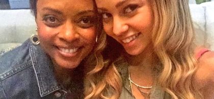 With Vanessa Morgan on the set of 