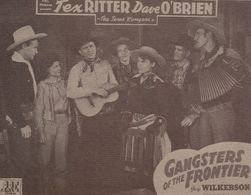 Patti McCarty, Betty Miles, Dave O'Brien, Tex Ritter, and Guy Wilkerson in Gangsters of the Frontier (1944)