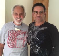 Tommy Chong and Kevin Derek on the set of Pat Morita film