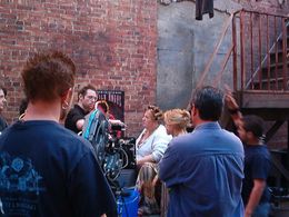 On set, in the role of Mama Laundry in Scott Grimes' music video 