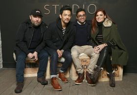 Debra Messing, Timur Bekmambetov, John Cho, and Aneesh Chaganty at an event for Searching (2018)