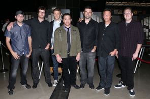 Justin Martinez, Chad Villella, Matt Bettinelli-Olpin, Tyler Gillett, Zak Zeman, and Brad Miska at an event for V/H/S (2