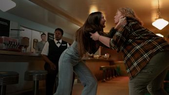 Elizabeth Saunders, Angela Moore, and Hannah Cheramy in From: The Kindness of Strangers (2023)