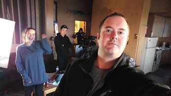 Brandon Rhiness selfie on the set of Hide Away