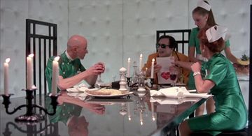 Nell Campbell, Barry Humphries, Richard O'Brien, and Patricia Quinn in Shock Treatment (1981)