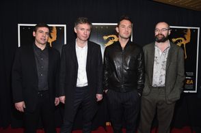 Jude Law, Kevin Macdonald, Charles Steel, and Dennis Kelly at an event for Black Sea (2014)