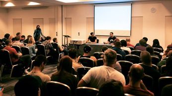 Harry and George Kirby doing at panel at the MCM London Comic Con.
