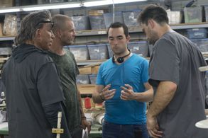 Director Aziz Tazi giving instructions to Sean Stone and Golden Globe and BAFTA Winner Mickey Rourke