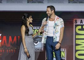 Zachary Levi and Tiffany Smith at an event for Shazam! Fury of the Gods (2023)