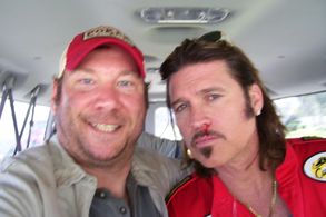 Christopher Schmidt and Billy Ray Cyrus on the set of BAIT SHOP