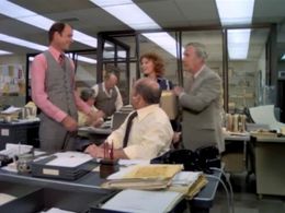 Edward Asner, Mason Adams, Jack Bannon, and Linda Kelsey in Lou Grant (1977)