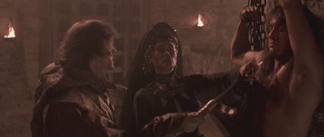 Tia Carrere, Kevin Sorbo, and Edward Tudor-Pole in Kull the Conqueror (1997)