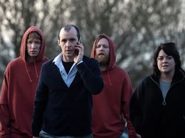Domhnall Gleeson, Brian Gleeson, Sarah Greene, and Tom Vaughan-Lawlor in Frank of Ireland (2021)