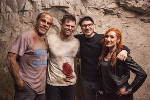 Shawn Michaels, Mike Mizanin, James Nunn, & Rebecca Quin on set The Marine 6: Close Quarters