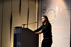 Vladimir Bilenjki at a lecture for Dad at the Faculty of Philosophy in Novi Sad