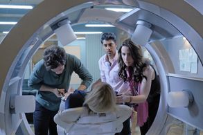 Allison Scagliotti, Ritesh Rajan, Kyle Harris, and Emma Ishta in Stitchers (2015)