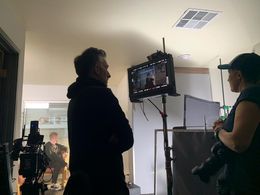 Director Myles Kane on the set of I'll Be Gone in the Dark