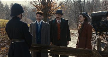 Stephen Mangan, Michael Weston, Rebecca Liddiard, and Caleb Cosman in Houdini and Doyle (2016)