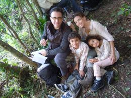 Andy Garcia, Eva Longoria, Drew Davis and Millie Davis on the Dominican Republic set of 