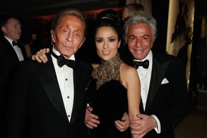 Salma Hayek, Valentino Garavani, and Giancarlo Giammetti