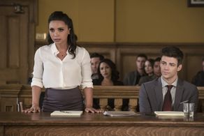 Danielle Nicolet, Grant Gustin, and Candice Patton in The Flash (2014)