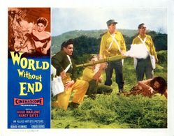 Christopher Dark, Nelson Leigh, Hugh Marlowe, and Keith Richards in World Without End (1956)