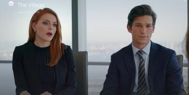 Daren Kagasoff and Amber Skye Noyes in The Village (2019)