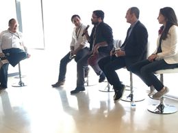 Mark Cartier speaking at the Filmmaker's Brunch, San Diego International Film Festival 2016. Sitting on the panel with h