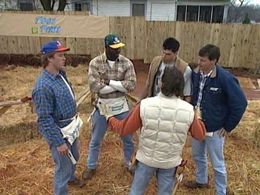 Tim Allen, Evander Holyfield, John Elway, Eric Hipple, and Sean Jones in Home Improvement (1991)