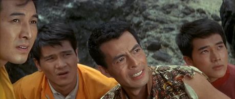 Tôru Ibuki, Akira Takarada, Chôtarô Tôgin, and Tôru Watanabe in Ebirah, Horror of the Deep (1966)