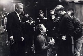 Marcello Mastroianni, Gian Maria Volontè, and Elio Petri in Todo modo (1976)