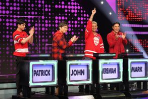 Jeremiah Tiangco, Mark Bautista, John Rex, and Patrick Quiroz in Family Feud Philippines (2022)