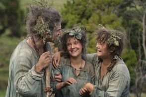 Dylan Smith, Megan Richards, and Markella Kavenagh in The Lord of the Rings: The Rings of Power (2022)