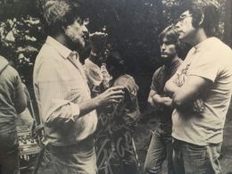 Robert Tinnell on set of Creepshow with George Romero and Stephen King.
