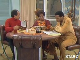 Damon Evans, Sherman Hemsley, and Isabel Sanford in The Jeffersons (1975)