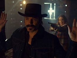 Megan Follows and Tim Rozon in Wynonna Earp (2016)