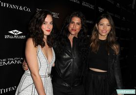 Kaya Scodelario, Francesca Gregorini and Jessica Biel on the red carpet at the Los Angeles premiere of The Truth About E