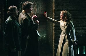 Natalie Portman, Ian Burfield, and Mark Phoenix in V for Vendetta (2005)