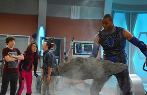 Dwight Howard, Bradley Steven Perry, Jake Short, and Paris Berelc in Mighty Med (2013)
