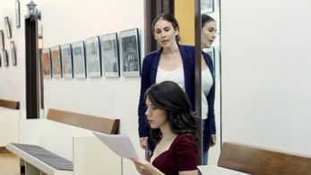 Dani Marcus as Nicki in Episode 5 of RUNNING LINES, with Anna Ty Bergman as Rachelle.