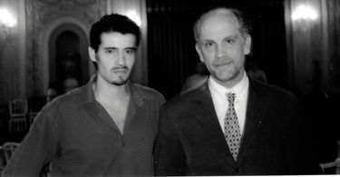 TIAGO MESQUITA and JOHN MALKOVICH on the SET.