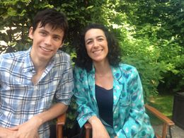 Tara Nicodemo and Owen Teague on set of Every Day (2018)