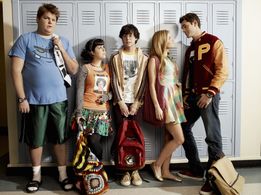 Jareb Dauplaise, Paul Iacono, Amber Lancaster, Jayson Blair, and Kara Taitz in The Hard Times of RJ Berger (2010)