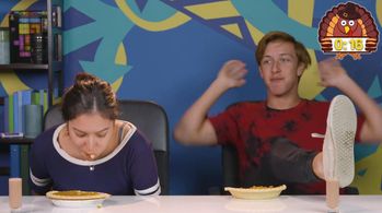 Troy Glass and Tori Vasquez in People vs. Food (2014)